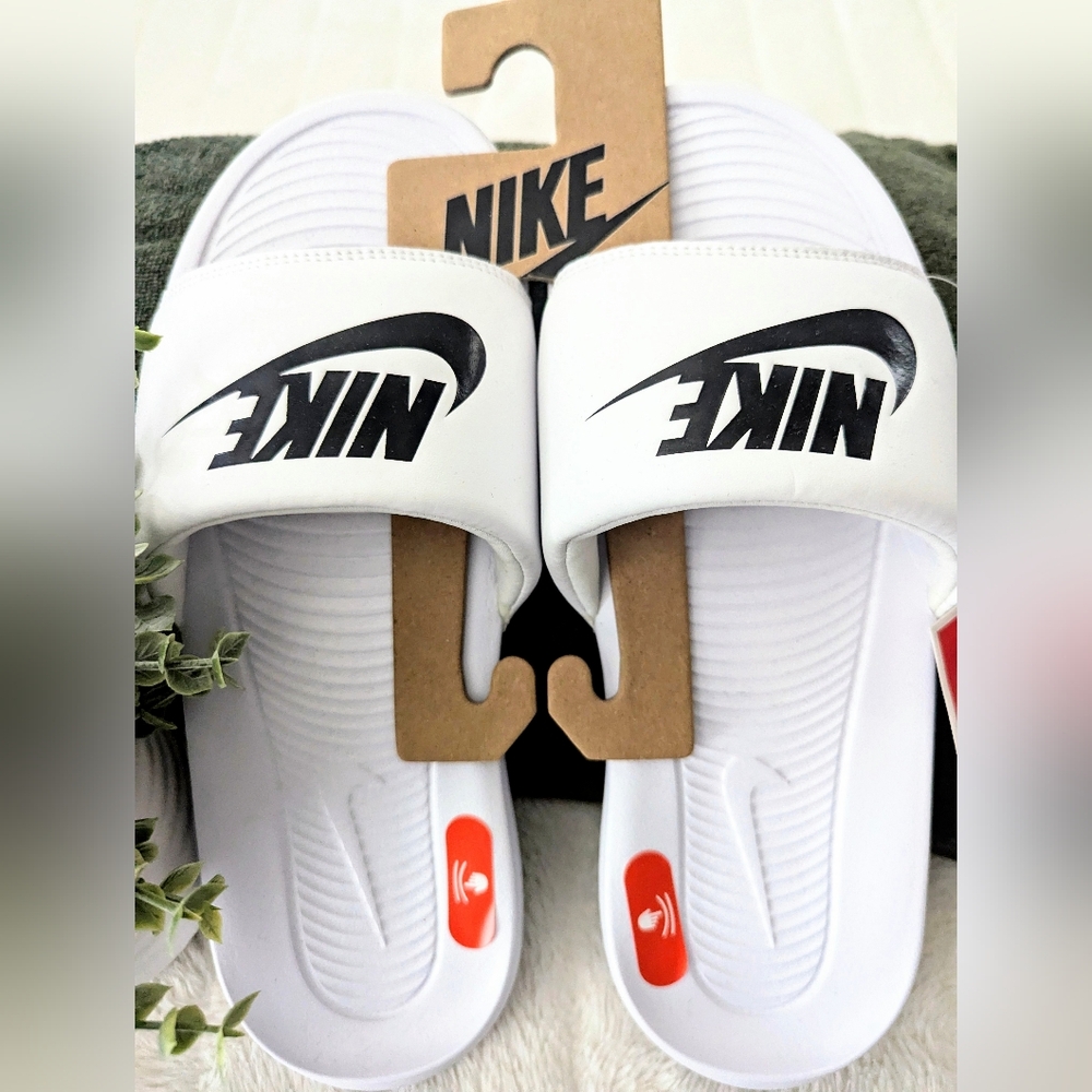 Nike White Comfort Slides
